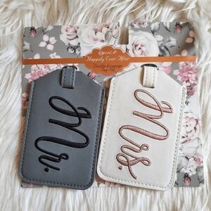 Miamica Mr. & Mrs. Honeymoon Double Luggage Tag Set NWT